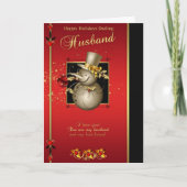 Echtgenoot Kerst Kaart - Gold Effect Sneeuwman - R (Voorkant)