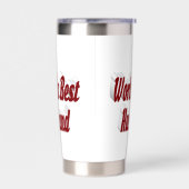 Echtgenoot met bordeaux halve tekst geïsoleerde drinkbeker (Links)