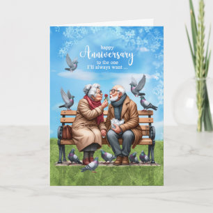 Echtgenoot oud paar op een bank bruiloft Jubileum Kaart