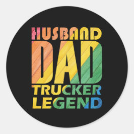 Echtgenoot Pap Trucker Legende Voor Pap, Pap Gift Ronde Sticker