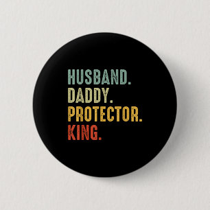 Echtgenoot Papa Beschermer Koning Vintage Kunstwer Ronde Button 5,7 Cm