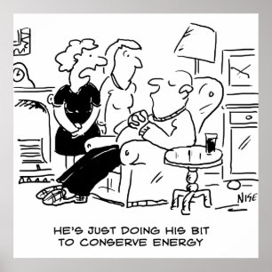 Echtgenoot slaapt om Energie te besparen Poster