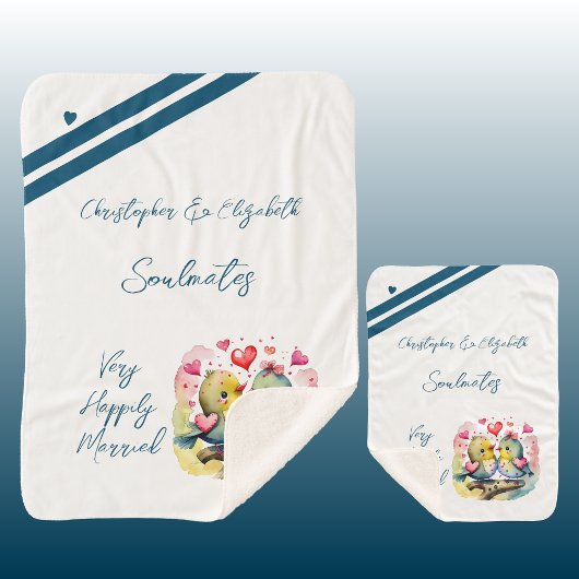 Echtgenoot soulmates schattige vogels jubileum cad sherpa deken