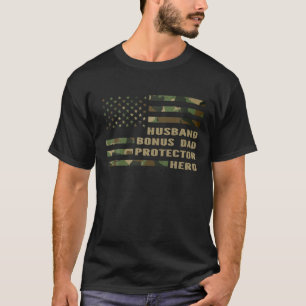 Echtgenoot stiefvader beschermer held camo amerika t-shirt