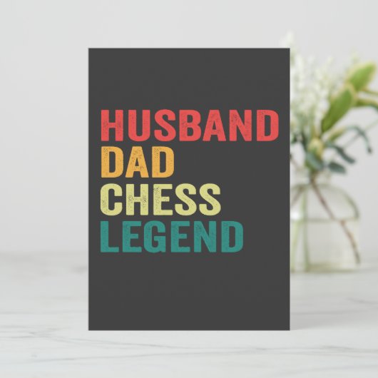 Echtgenoot Vader Schaken Legende Grappige Vaderdag Kaart (Staand voorkant)