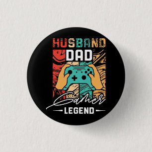Echtgenoot Vader Videogame Legende Ronde Button 3,2 Cm
