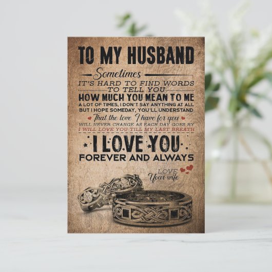 Echtgenoot voor mijn man en altijd bedankkaart (Staand voorkant)