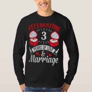 echtgenoot vrouw trouwen vieren 3 jaar van liefde t-shirt
