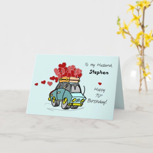 Echtgenoot wordt zeventig verjaardag auto vol met  kaart (Gele Bloem)