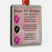 Echtgenote - 40e verjaardag metalen ornament (Rechts)