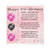 Echtgenote - 40e verjaardag notitieblok (Voorkant)