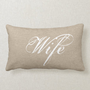Echtgenote faux linen burlap rustige jute bruiloft kussen