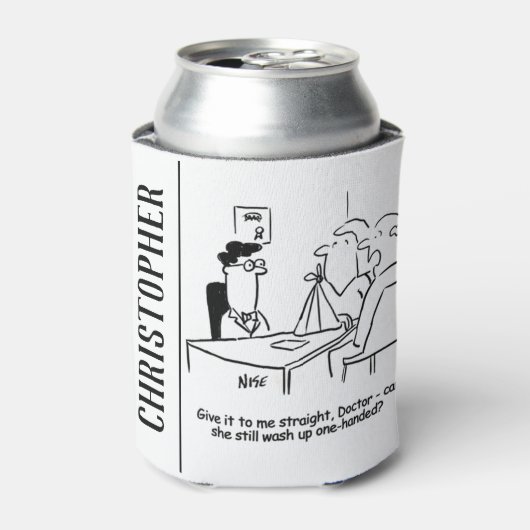 Echtgenote heeft een gebroken arm in een zingeling blikjeskoeler (Blikje Voorkant)