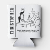 Echtgenote heeft een gebroken arm in een zingeling blikjeskoeler (Achterkant)