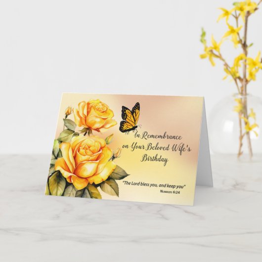 Echtgenote in herinnering op haar verjaardag Relig Kaart (Gele Bloem)