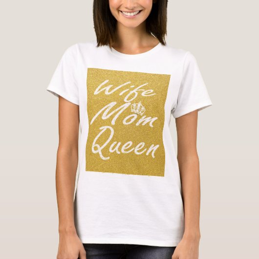 Echtgenote madame | gouden glitterscript t-shirt (Voorkant)