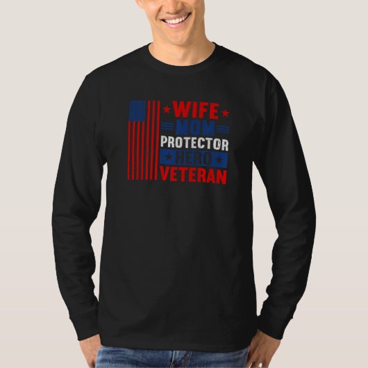 Echtgenote mam Beschermer Hero Veteran Proud Ameri T-shirt (Voorkant)