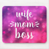 Echtgenote mam Boss Babe Fun Script Typografie Hot Muismat (Voorkant)