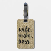 Echtgenote mam Boss Glitter Gold bagagelabel (Achterkant verticaal)