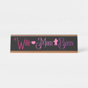 Echtgenote mam Boss Pink Black Modern Bureau Naambordje