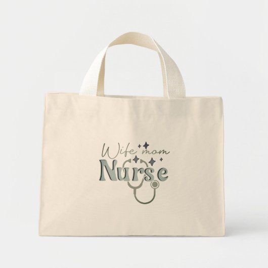 Echtgenote mam Verpleegkundige Gift for Nurse Moed Mini Tote Bag (Voorkant)