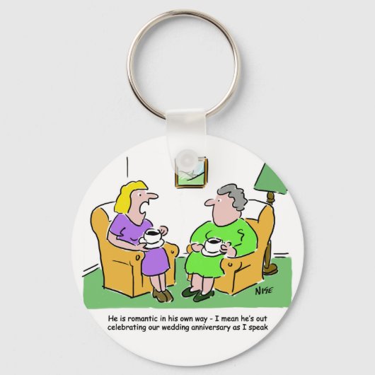 Echtgenote met vriend Discussing Husband. Funny Ca Sleutelhanger (Voorkant)
