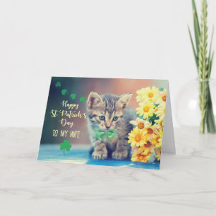 Echtgenote St. Patrick's Day Kitten met gele dagen Kaart