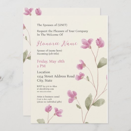 Echtgenote welkome digitale uitnodiging voor milit (Voorkant / Achterkant)