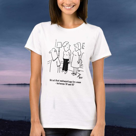 Echtgenote zegt dat echtgenoot op die ongemakkelij t-shirt