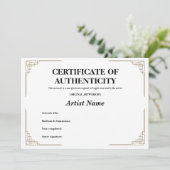 Echtheid van aangepast Gold Art Deco-certificaat Kaart (Staand voorkant)
