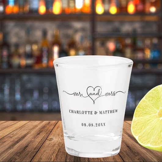 Echtpaar bruiloft shot glas