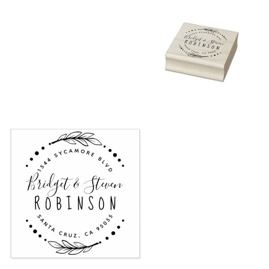 echtpaar | Teruggaveadres handgetekend script Rubberstempel (Gestempeld)