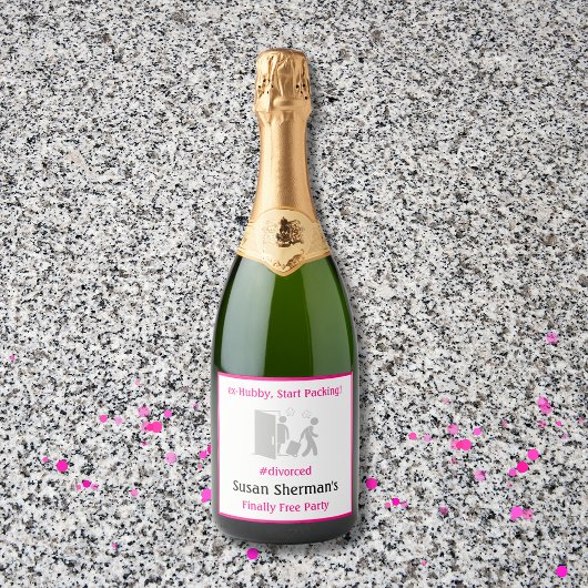 Echtscheiding Feest Viering Roze Eindelijk Gratis  Sparkling Wijnetiket
