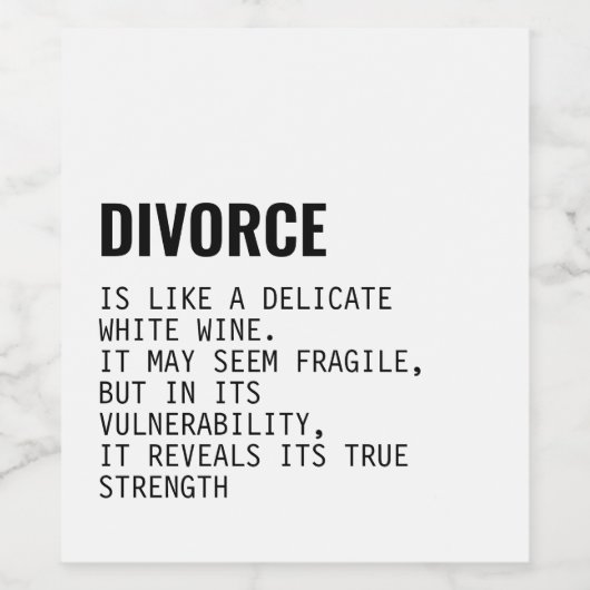 Echtscheiding is als White Wine Funny Wine Label Wijn Etiket (Enkel label)