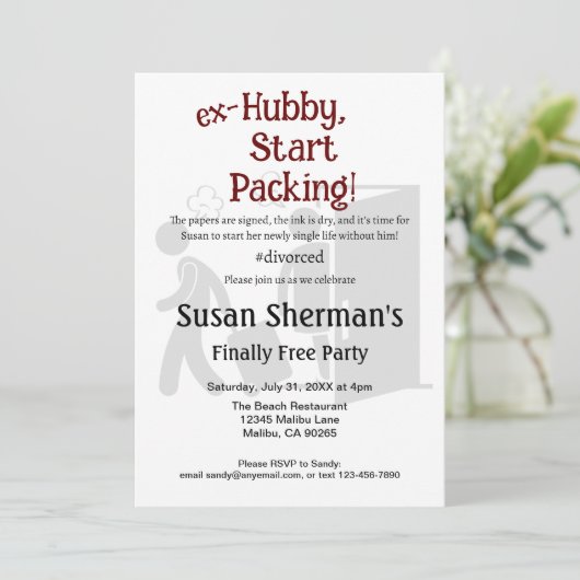 Echtscheiding Party Eindelijk Gratis Grappig Rood Kaart (Staand voorkant)