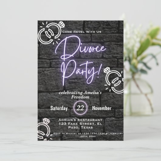 Echtscheidingsfeest nodigt uit: Vier vrijheid Kaart (Staand voorkant)