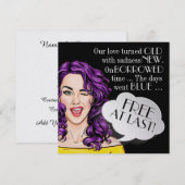 Echtscheidingsfeest Time Pop Art Invitation Kaart (Voorkant / Achterkant)