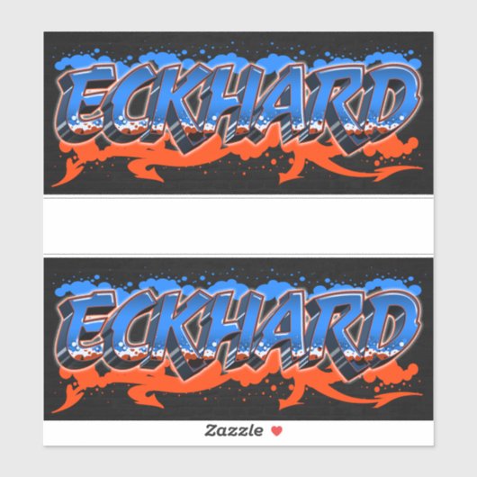 Eckhard prénom nom graffiti autocollant sticker (Feuille)