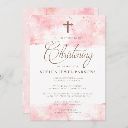 Éclaboussure des invitations | de baptême et (Devant / Derrière)