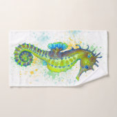 Éclaboussure d'hippocampe de vert jaune (Serviette à main)