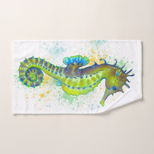 Éclaboussure d'hippocampe de vert jaune (Serviette à main)