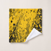 Éclaboussures de peinture noire et jaune (Gant de toilette)