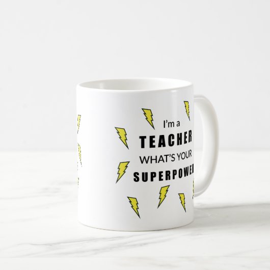Éclair Bolt Superpower Enseignant Mug (Devant droit)