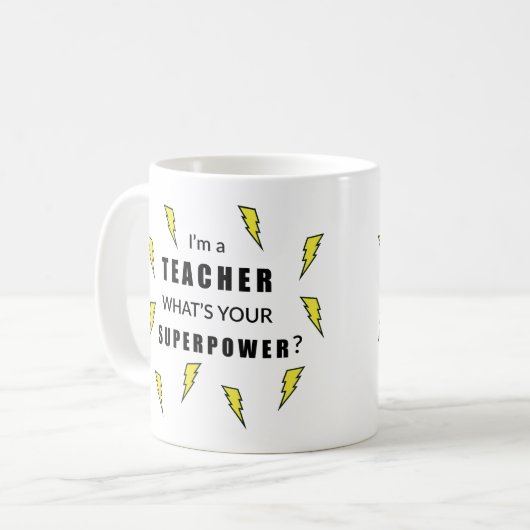 Éclair Bolt Superpower Enseignant Mug (Devant gauche)