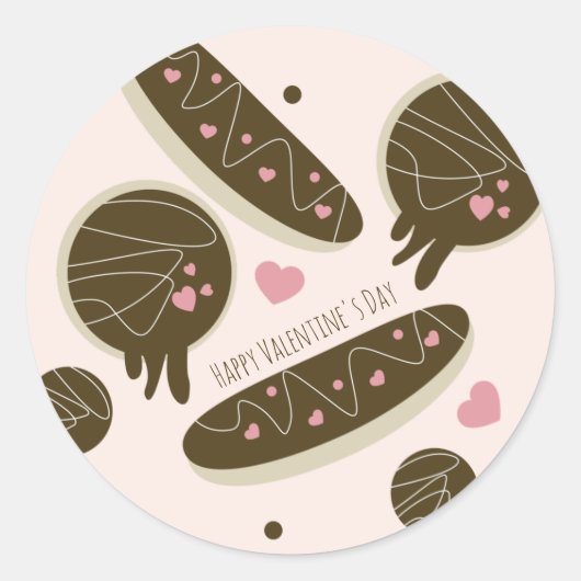 Eclair Donuts Cake Pop Valentijnsdag Business Ronde Sticker (Voorkant)