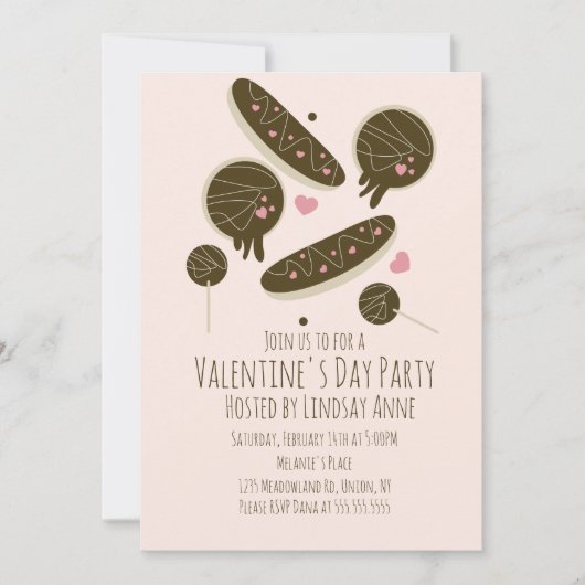 Eclair Donuts Cake Pops Valentijnsdag Feestje Kaart (Voorkant)