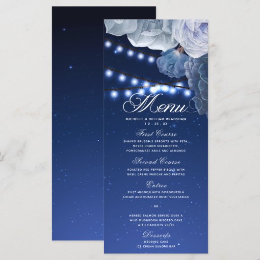 Éclairage à cordes étoiles Menu Élégant Bleu (Devant / Derrière)