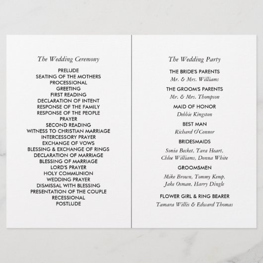 Éclairage à cordes moderne, programme de mariage r (Dos)