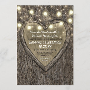 Éclairage à cordes + Oak Tree Bark Invitations de 