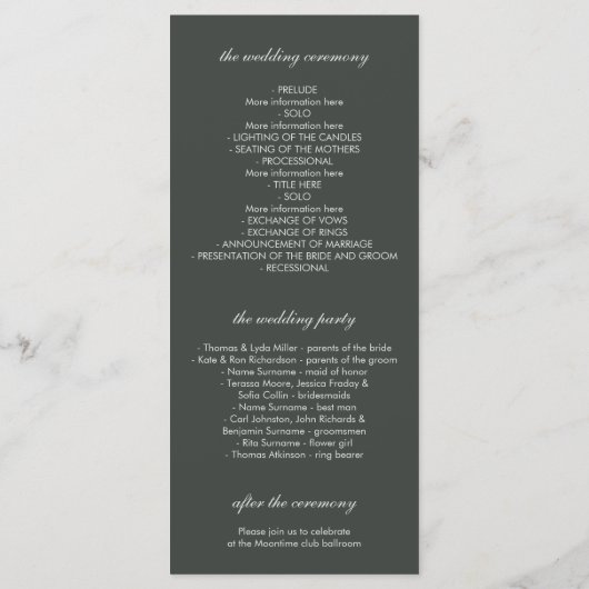 Éclairage à cordes Programme de mariage des bois r (Dos)